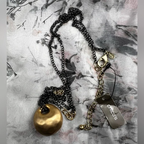 Chico’s Maye Mixed Metal Textures Sphere Necklace - NWT - Picture 5 of 7